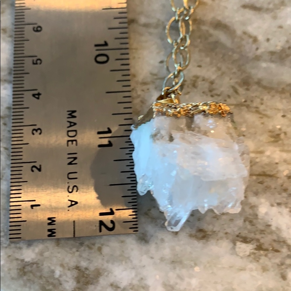 Clear crystal quartz druzy 20” chain necklace - Picture 4 of 8